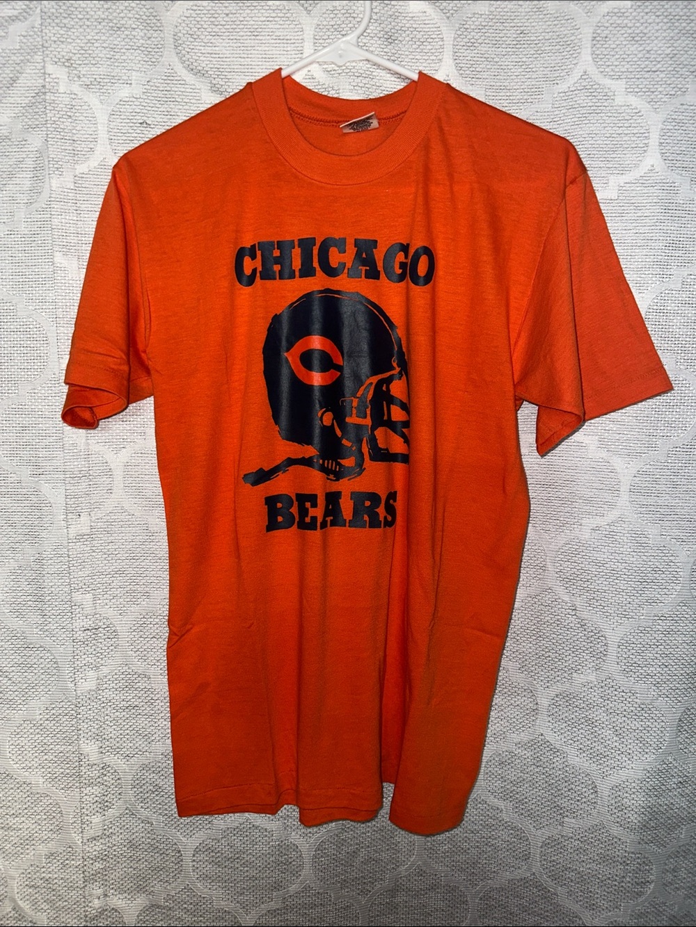 VTG 70s 80s Chicago Bears T Shirt Deadstock Single Stitch Downerwear Orange L
